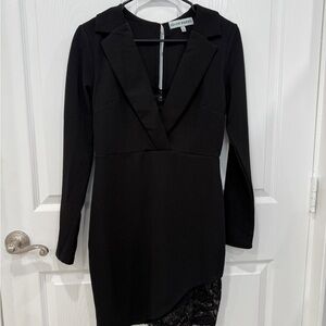 Almost Famous Black Long Sleeve Cocktail Dress